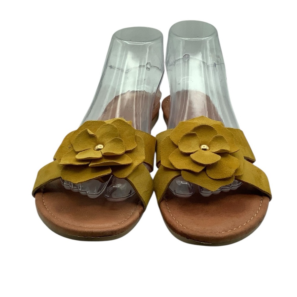 Mira Paoli ‎ Leather Floral Yellow Sandals size 9.5